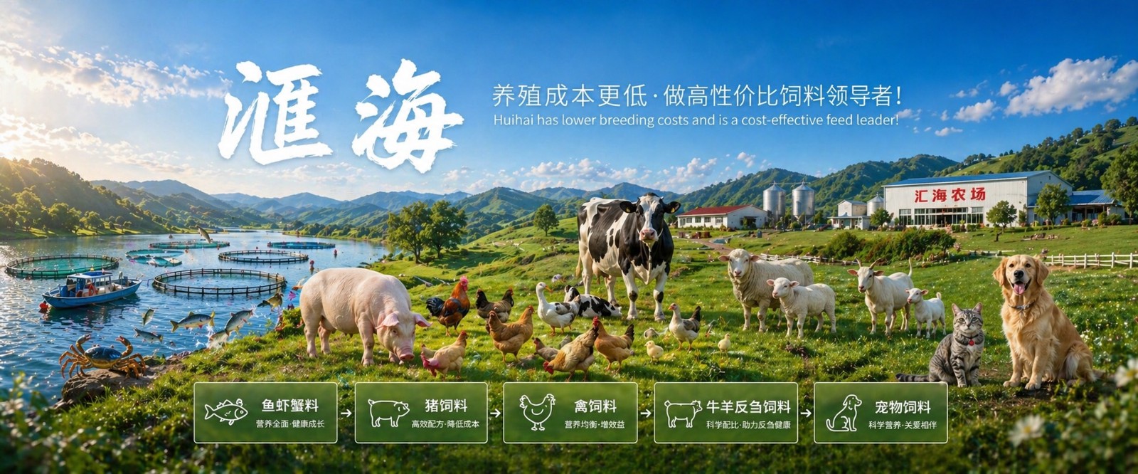 汇海养殖成本更低、更赚钱，做高性价比饲料领导者