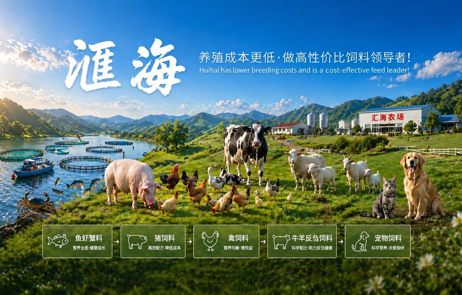 汇海养殖成本更低、更赚钱，做高性价比饲料领导者