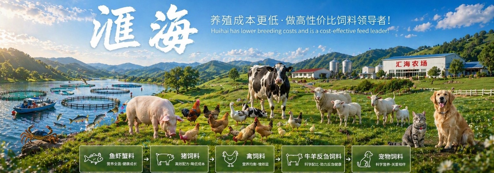 汇海养殖成本更低、更赚钱，做高性价比饲料领导者