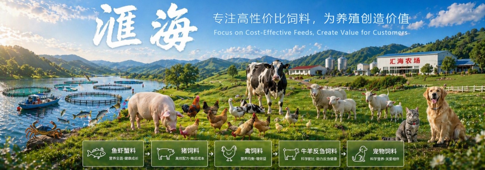 汇海养殖成本更低、更赚钱，做高性价比饲料领导者